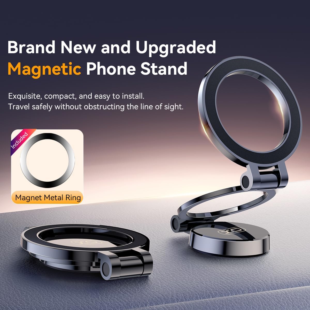 Mutural Ultra Magnetic Car Phone Holder All Metal & Flexible Triaxial Mag Safe Car Mount