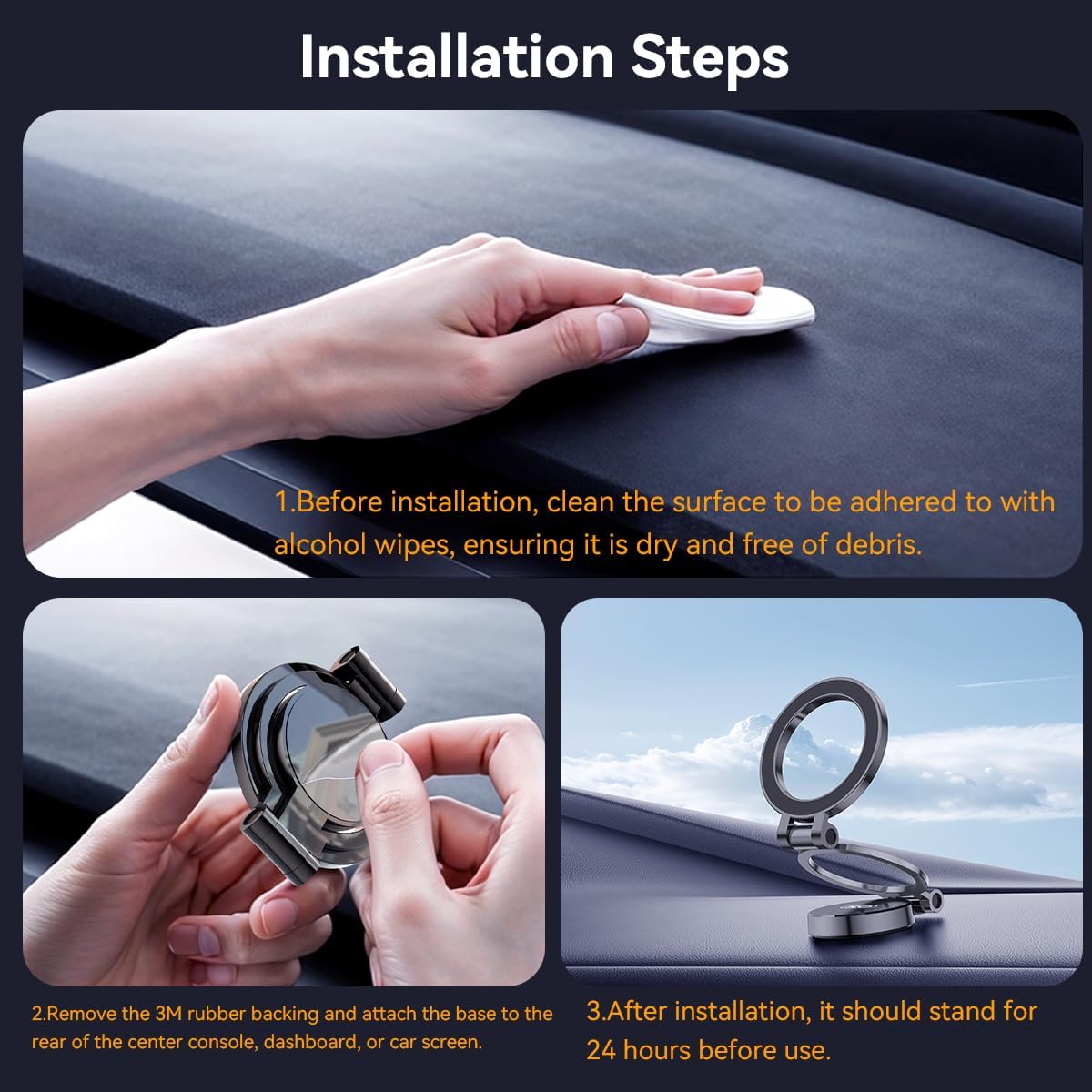 Mutural Ultra Magnetic Car Phone Holder All Metal & Flexible Triaxial Mag Safe Car Mount